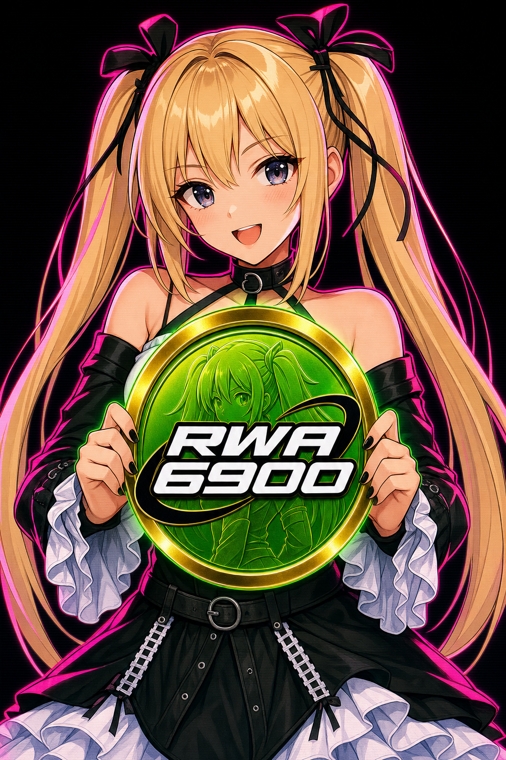 RWA6900-chan holding the RWA6900 coin logo